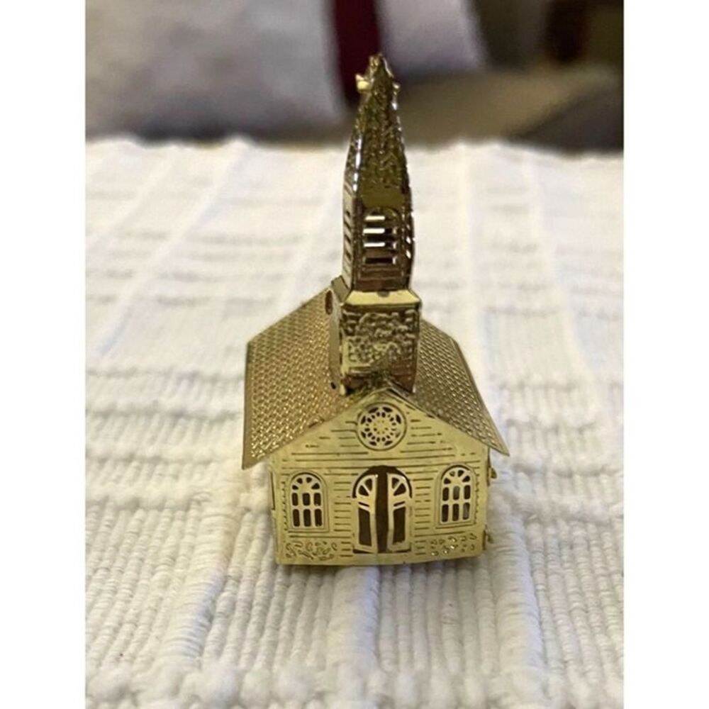 Vintage Metal Church Christmas Ornament Decoration